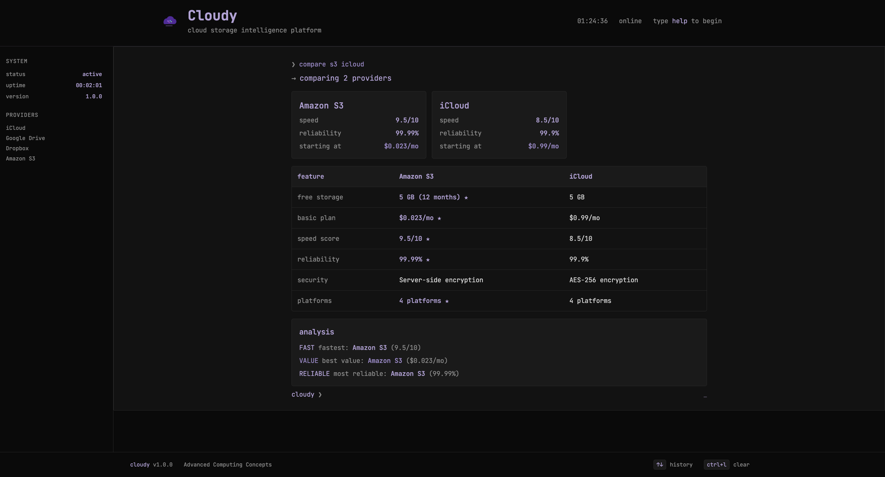 Comparing two cloud providers